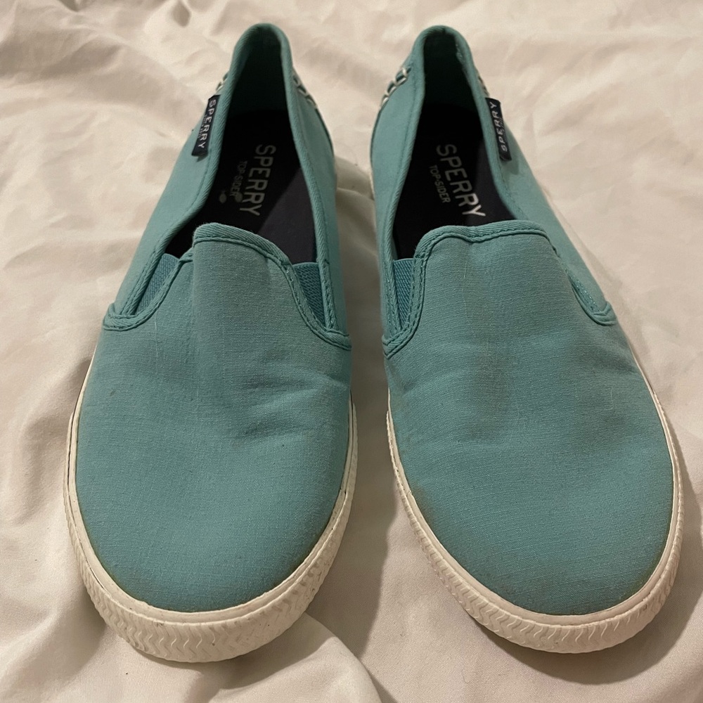 sperry teal slip on shoes women size 8.5